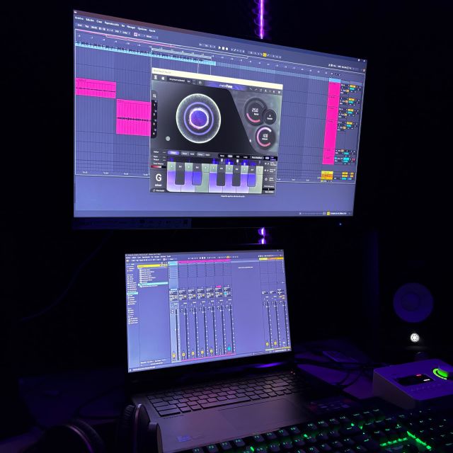 Setup de producción en Ableton Live 12 para clases de música urbana en Madrid.